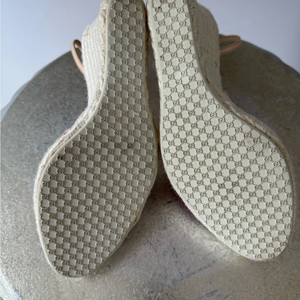 GUCCI - Floral Espadrille Wedge Sandals - Picture 11 of 14